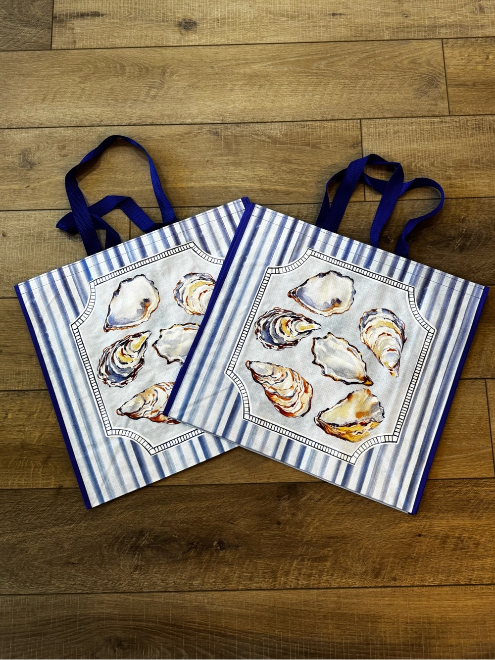 Homegoods TJMaxx Marshalls Viral Oyster Print Reusable Tote Bags Set of 2 NWOT